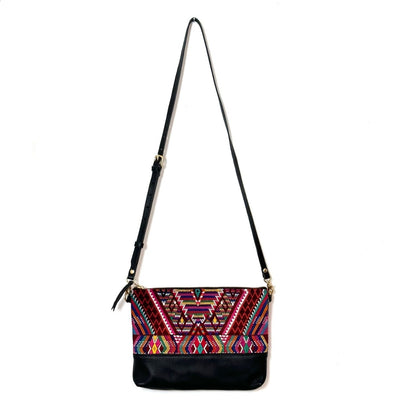 Textile Clutch Cross Body with Black Leather (1" base)