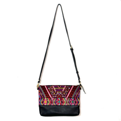 Textile Clutch Cross Body with Black Leather (1" base)