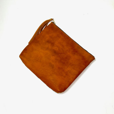 Volcano Azul Ikat Clutch with Tan Leather