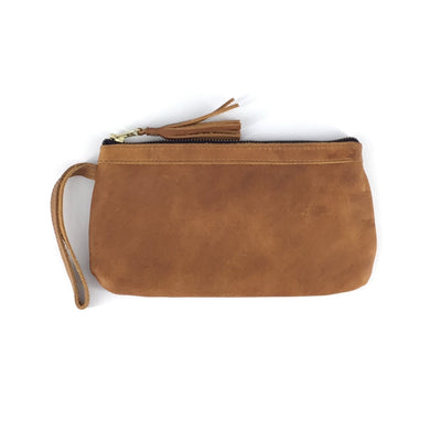 Tan Leather Wristlet