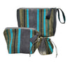 Cosmetic Textile Pouch Set - Gris rayas