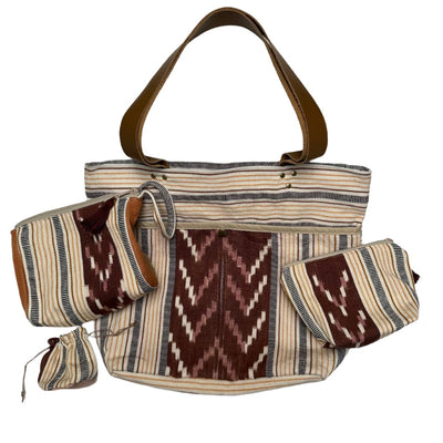 Antigua Mercado Textile Tote - Cafe con Crema (with zipper)