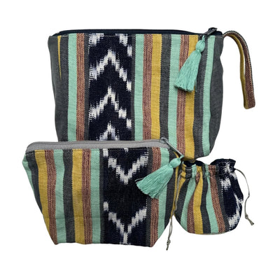 Cosmetic Textile Pouch Set - Menta