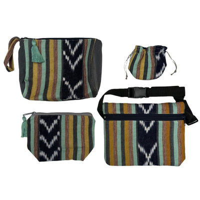 Cosmetic Textile Pouch Set - Menta