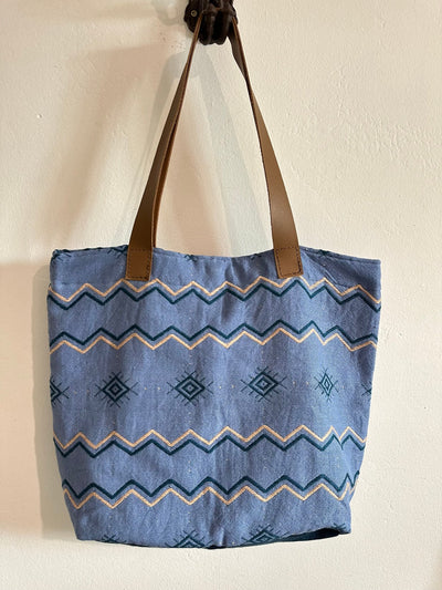 Antigua Mercado Textile Tote - Azul marea