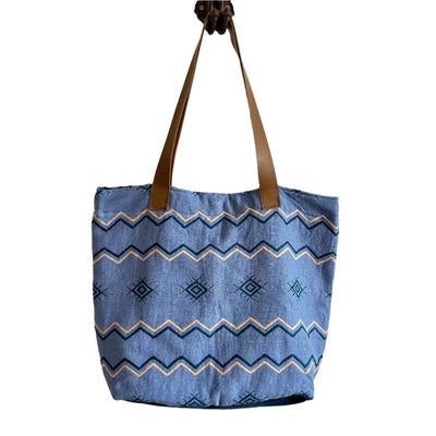 Antigua Mercado Textile Tote - Azul marea