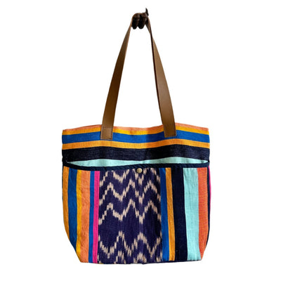 Antigua Mercado Textile Tote - Multicolor (with exterior pocket)