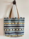 Antigua Mercado Textile Tote - Azul con verde rayas