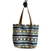 Antigua Mercado Textile Tote - Azul con verde rayas