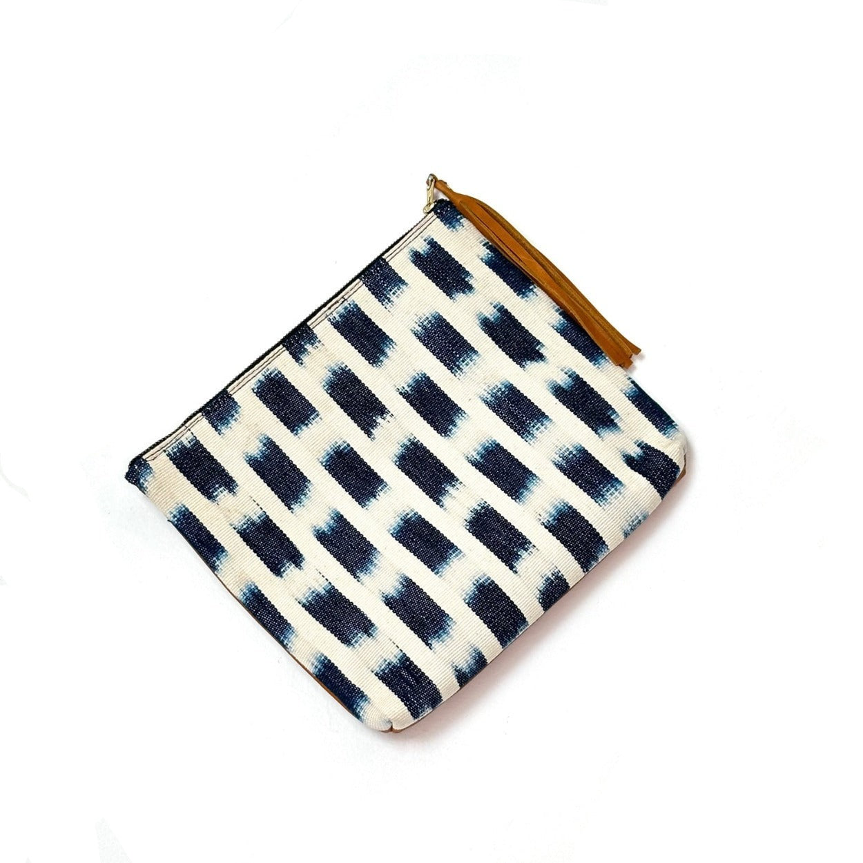 Piedra Azul Ikat Clutch with Tan Leather
